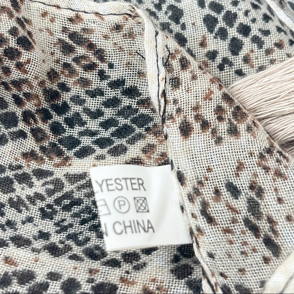 Women’s Python Animal Print Beige Brown Topper Kimono Swim Cover Tassels - Picture 6 of 7